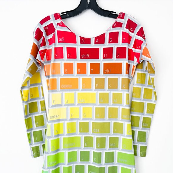 Jeremy Scott x Adidas Keyboard Maxi Dress Rainbow Multicolor - Picture 11 of 16